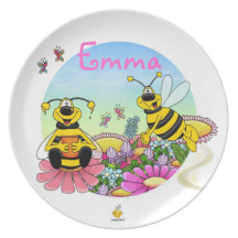plate with name for kids "HONEYBEES" Teller