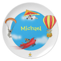 plate with name for kids "LITTLE PILOTS" Flacher Teller