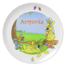 plate with name for kids "RABBITS" Flacher Teller