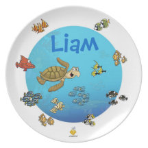 plate with name for kids "under the sea" teller