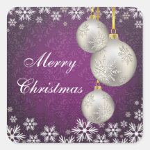Platinum Silver Christmas Balls Purple Stickers