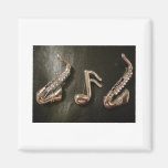 Play a musical note on that Saxaphone Fridge Magnet