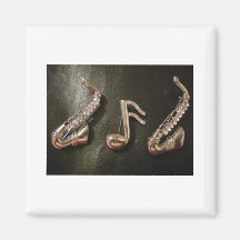 Play a musical note on that Saxaphone Fridge Magnet