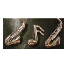 Play a musical note on that Saxaphone Customized Photo Card