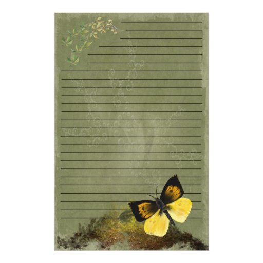 Playful Butterfly- Digi Painted Stationary- lined Customized Stationery