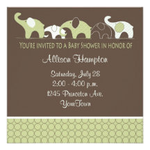 Playful Elephant Baby Shower Invitations