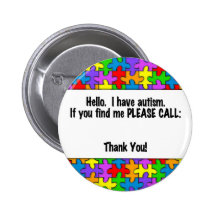 Please Call Autism ID Tag Buttons