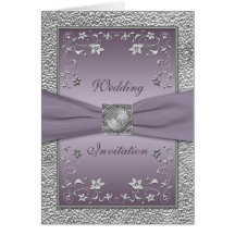 Plum and Pewter Card Style Wedding Invitation