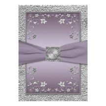 Plum and Pewter Floral Monogrammed Invitation