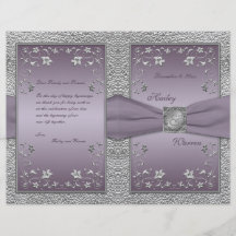 Plum and Pewter Floral Wedding Program Custom Flyer