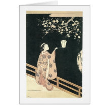 Plum Blossom Viewing, Harunobu, 1760s Greeting Cards