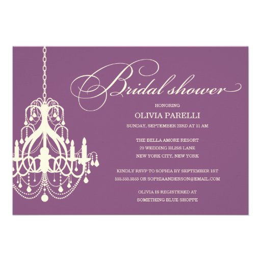 PLUM & CREAM CHANDELIER | BRIDAL SHOWER INVITE