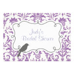 Plum Damask & Bird Bridal Shower Invitation Card