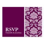 Plum Damask RSVP Postcard