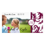 Plum Damask Swirls Save the Date Photo Cards