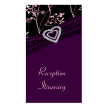 Plum Elegance Heart Floral Swirls Business Cards