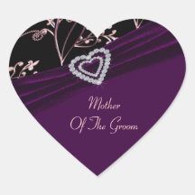 Plum Elegance Heart Floral Swirls Heart Sticker