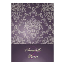 Plum/ivory cream lace personalized invite
