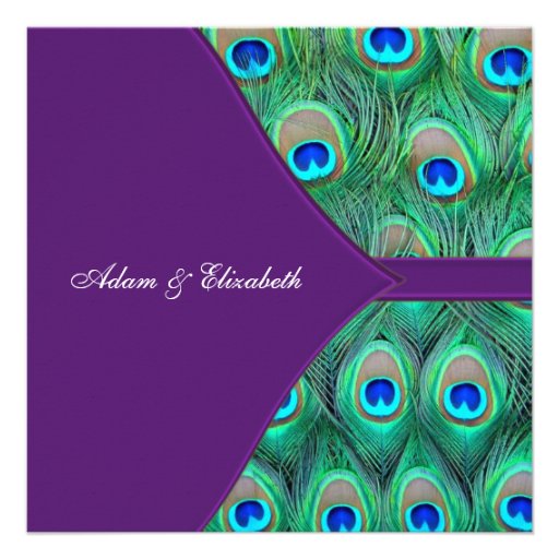 Plum Purple Peacock Wedding Invitations