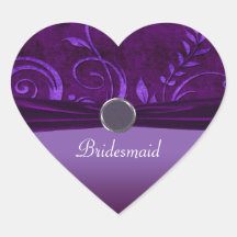 Plum & Purple Velvet Wedding Swirl Heart Sticker