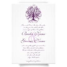 Plum Swirl Tree Roots of Love Wedding Invitate Custom Announcements