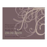 Plum Swirls • Save the Date Postcard