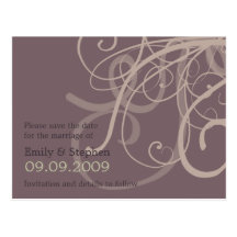 Plum Swirls • Save the Date Postcard