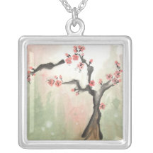 Plum Tree Art Necklace