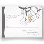 Plum Tree Swirls Love Birds Wedding Invitation