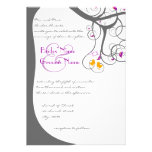Plum Tree Swirls Love Birds Wedding Invitation