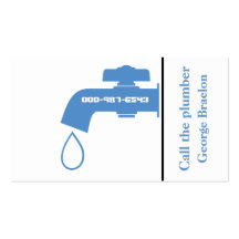 Plumber blue, white tap eye-catching plumbing business card