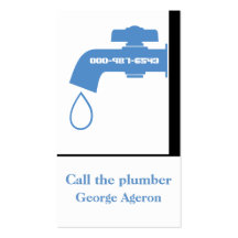 Plumber blue, white tap eye-catching plumbing business cards