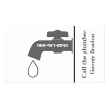 Plumber grey, white tap eye-catching plumbing business cards