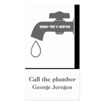 Plumber grey, white tap eye-catching plumbing business cards