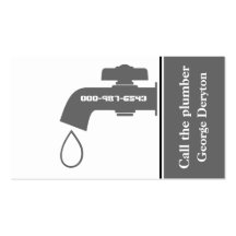 Plumber grey, white tap eye-catching plumbing business cards