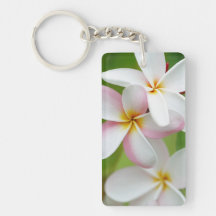 Plumeria Frangipani Hawaii Flower Customized Blank Rectangular Acrylic Keychain