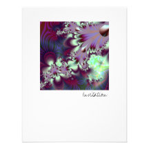 Plumule · Fractal Art · Purple & Aqua Personalized Announcements