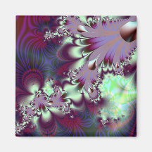 Plumule · Fractal Art · Purple & Aqua Fridge Magnet