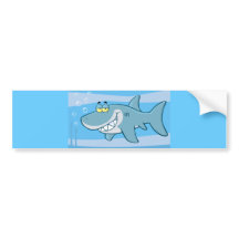 Funny Shark Sticker on Png Cartoon Shark Underwater Funny Blue Fish Bumper Stickers