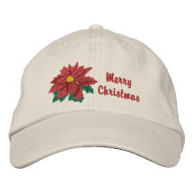Poinsettia Christmas Baseball Cap