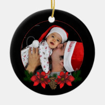Poinsettia Holiday Photo Ornament