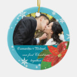 Poinsettia Wedding Couple's First Christmas Gift Christmas Ornaments