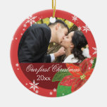 Poinsettia Wedding Couple's First Christmas Gift Ornament