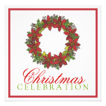 Poinsettia Wreath Christmas Party Invitation