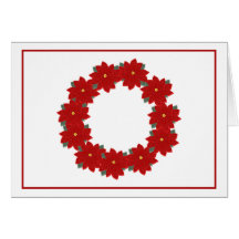 Poinsettia Wreath Greeting Cards