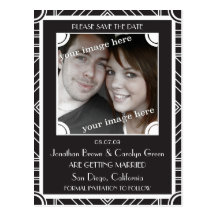 Point Block Black Art Deco Save the Date Postcard