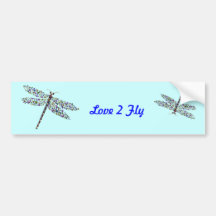 Pointilist Dragon Fly Bumper Sticker