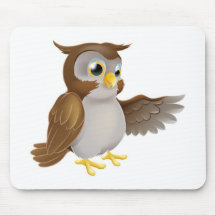 Pointing Cartoon Owl Mousemat