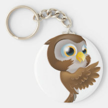 Pointing Cute Owl Keychain