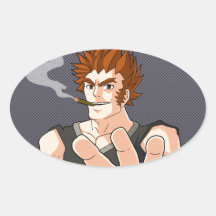 Poker Guy All In Oval Sticker